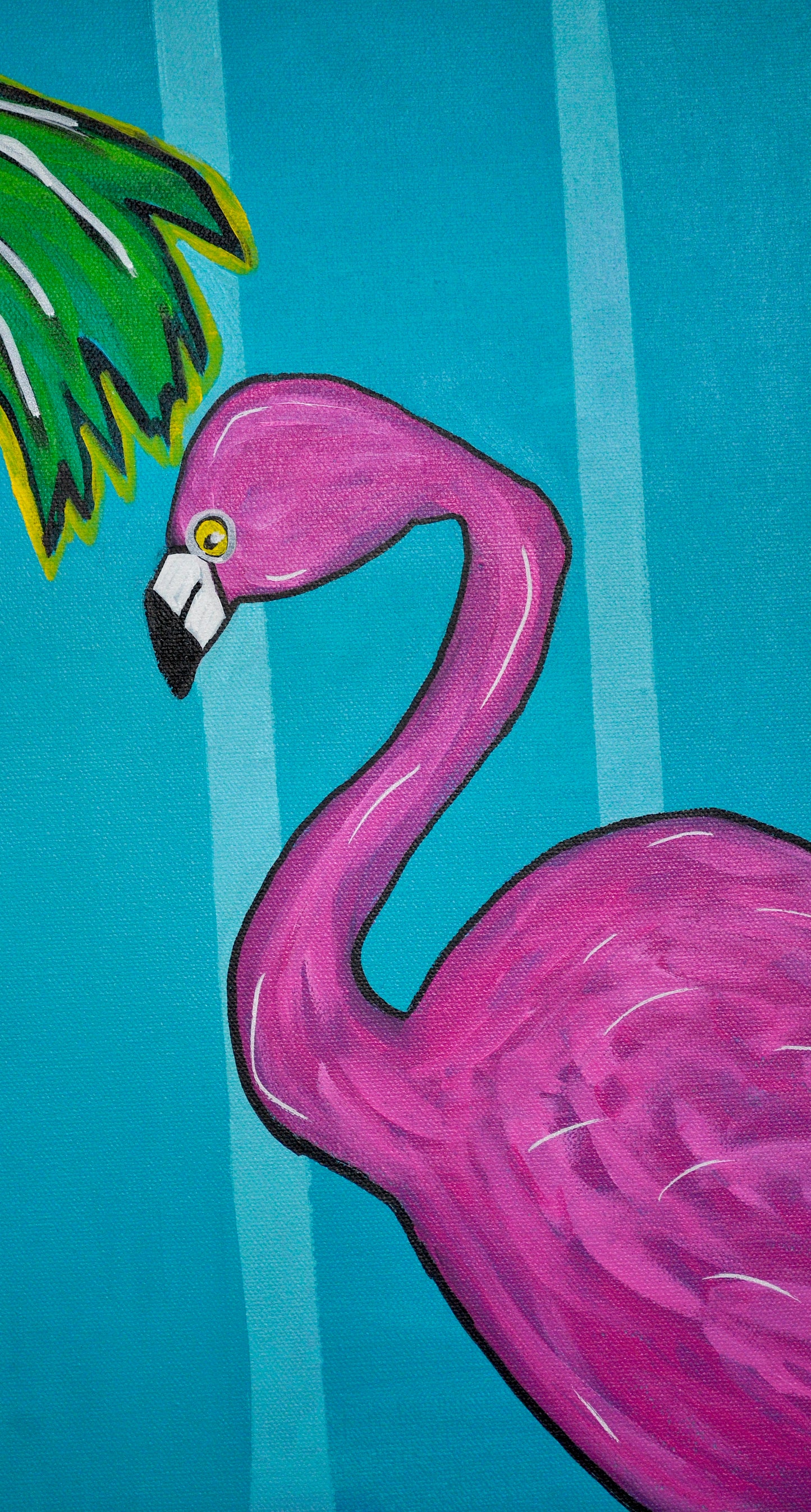 Flamingo on Ocean Drive Acrylic Painting