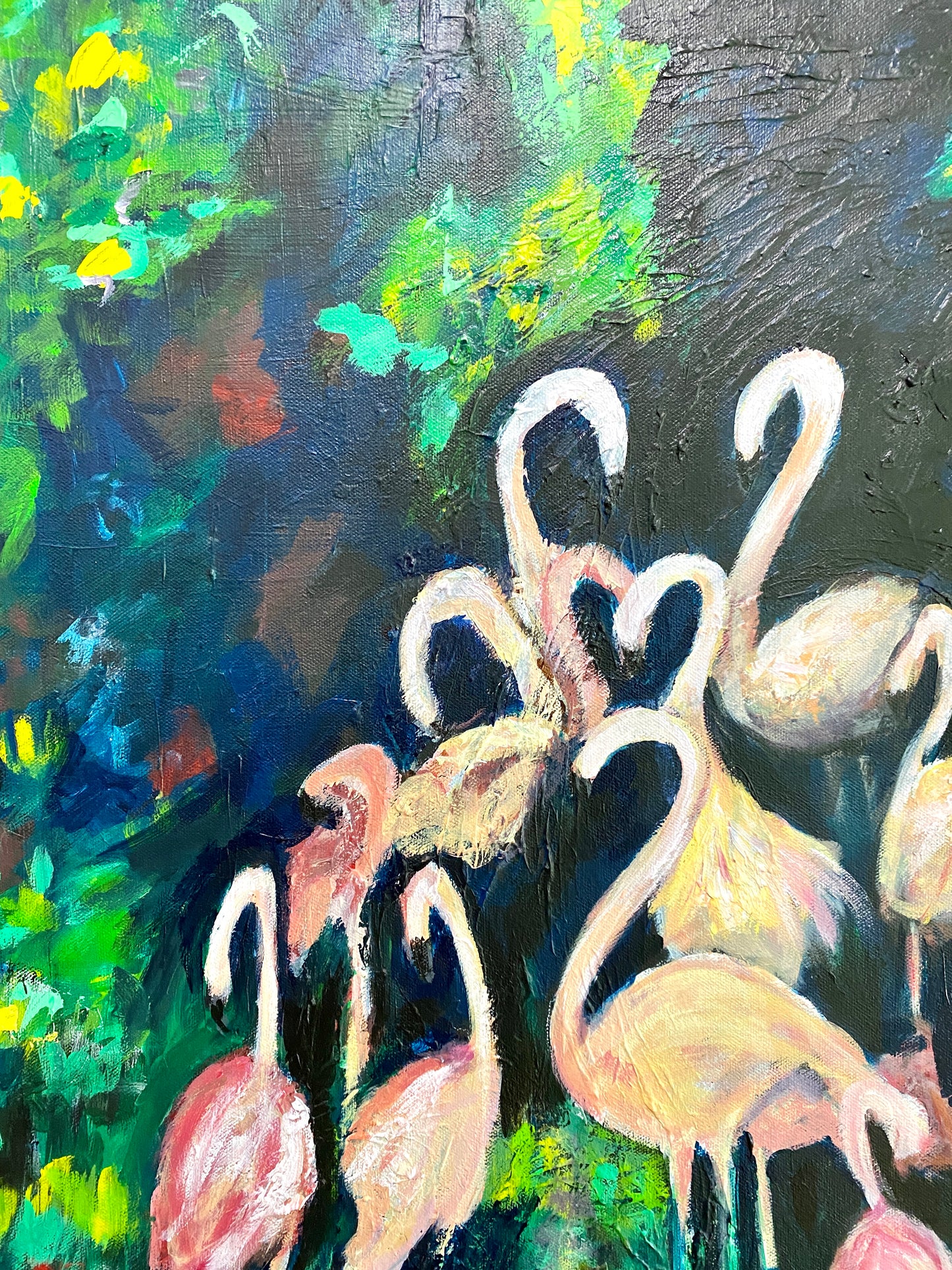 Night of the Flamingos Acrylic Painting