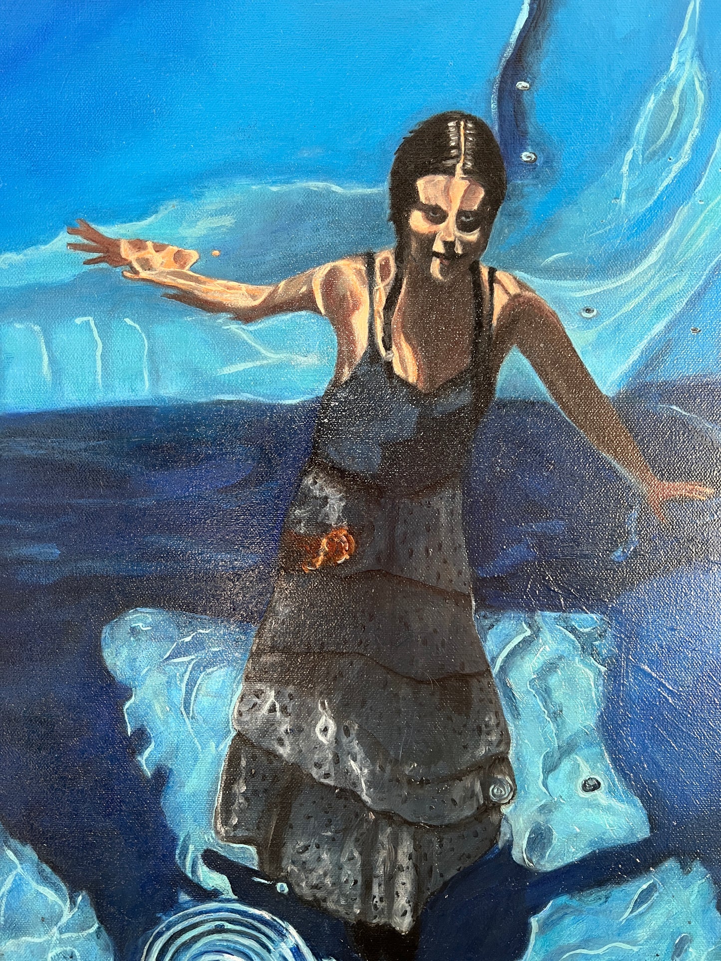 Girl Underwater Oil Painting