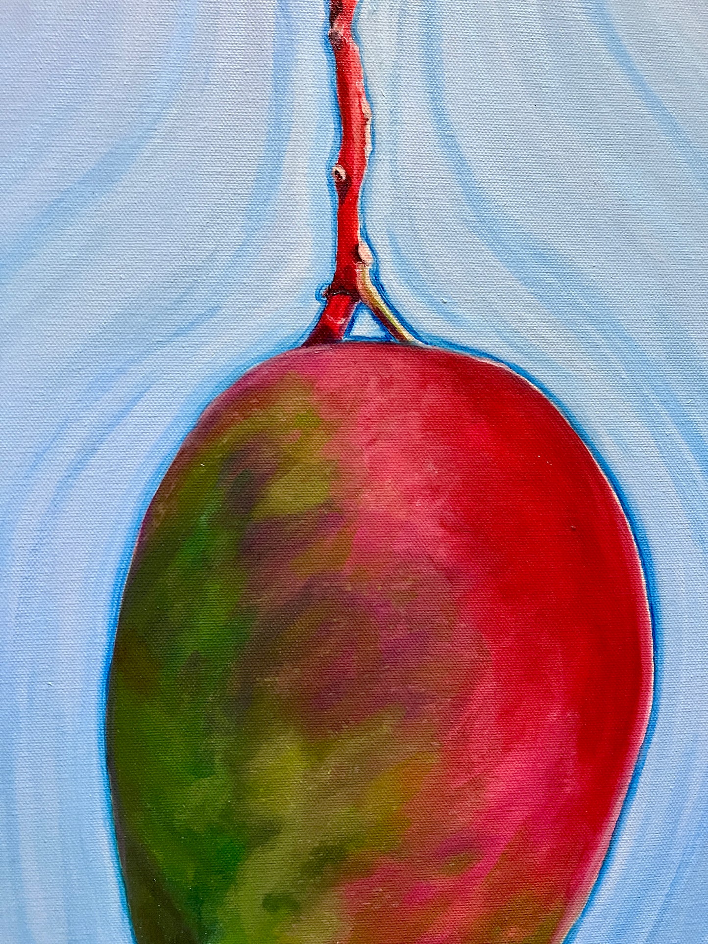 Red Mango Oil Painting in White Frame